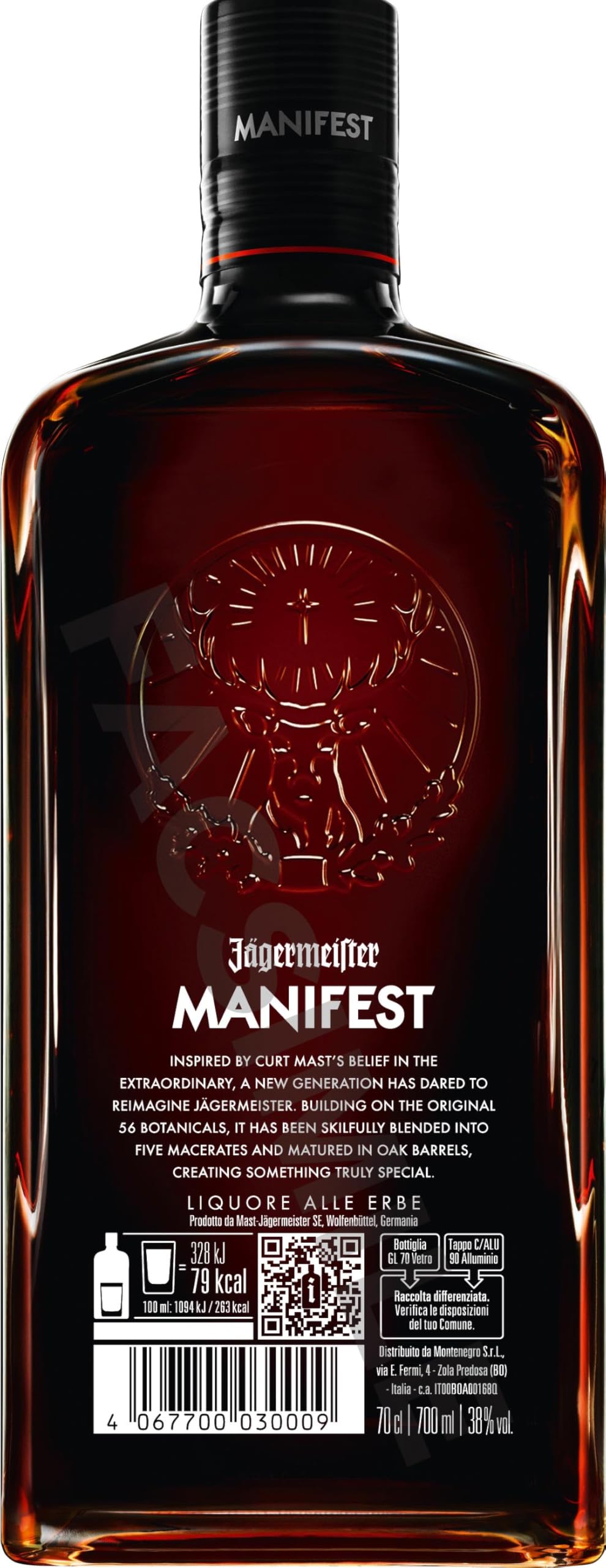 Jägermeister MANIFEST 70cl - Liquore premium a base di erbe con note di anice e frutta secca. 38% Vol.