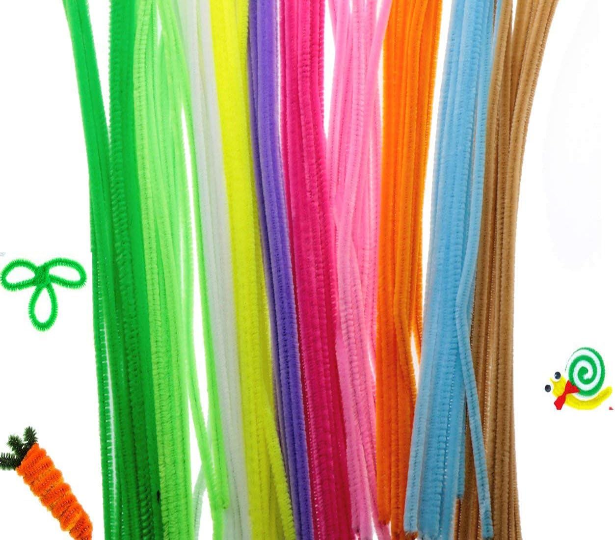 Pipe Cleaners Chenille Stem, Waykino Stems Roll for DIY Animals Arts Tinsel Crafts and Cleaning Assorted Colors 6 mm x 12 Inch, 300 Pieces