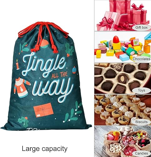Miniatura 4 de KaiTingu Bolsas de regalo de lona bonitas bolsas de tela con cordón, bolsas grandes de regalo de Navidad de 25.2 x 18.9 pulgadas, bolsas de