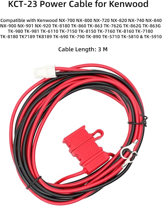 KCT-23 Power Cable for Kenwood NX700 NX800 NX5700 NX5800 NX5900 NX720 NX820