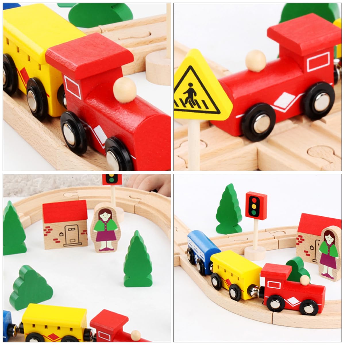 Milisten Juguete de Tren de Madera 32 Piezas de Haya para Niños