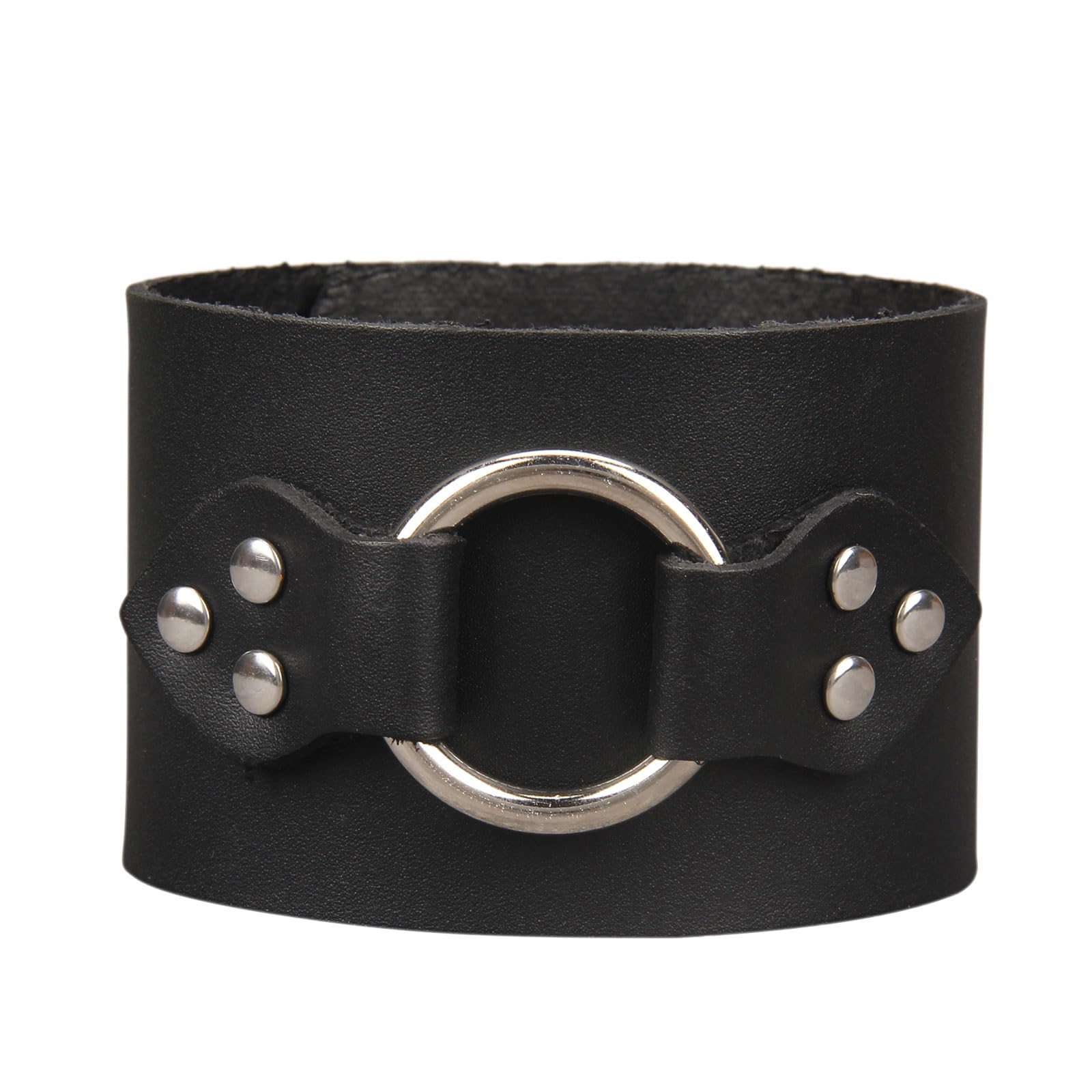 Jeilwiy Punk Leather Wristbands for Men Bracelets Handmade Wide Cuff Bangle Braided Jewelry Black Brown Adjustable - Punk Father's Gifts