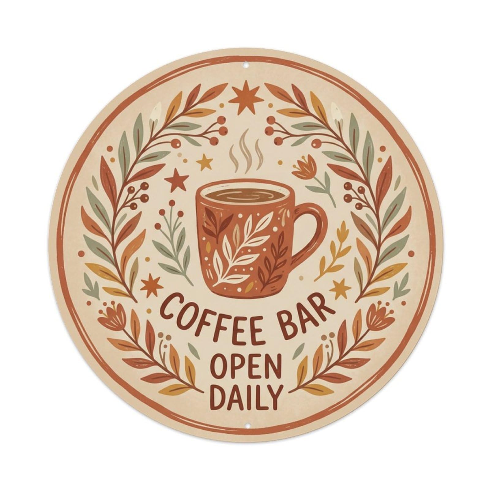 Coffee Bar Open Daily Kitchen Cafe Wall Metal Tin Sign