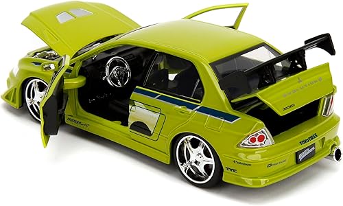 Miniatura 5 de Jada Juguetes Fast & Furious 1:24 Brian's Mitsubishi Lancer Evolution VII Die-cast Car, juguetes para niños y adultos, verde lima (99788)