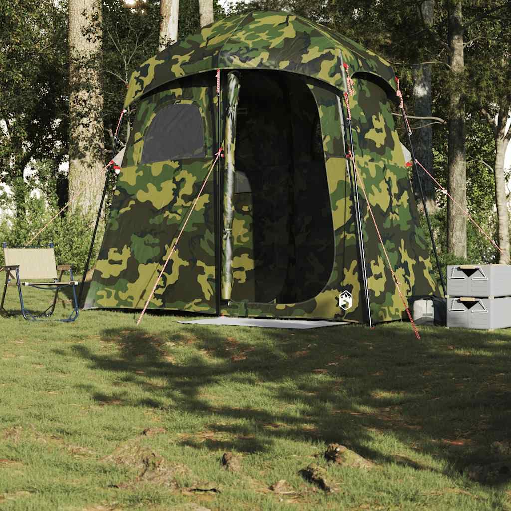 Duschzelt für Camping, Umkleidezelt mit 2 Kabinen, Campingtoilette, 256 x 136 x 225 cm, Grün, inkl. Überzelt und Tragetasche, flexibel einsetzbar
