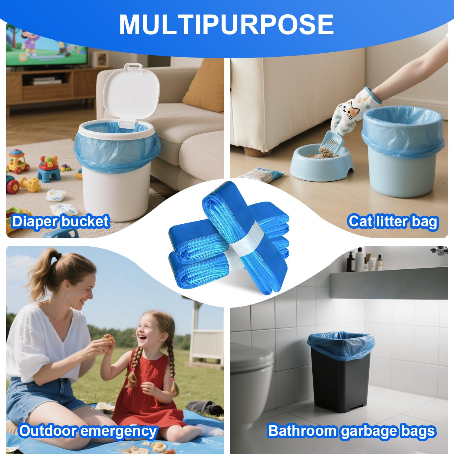 15 Piezas Recambios para Cubo Pañales, 4,5 M Recambio Papelera Pañales Resistente a Los Olores,Compatible con todas las bolsas de recarga para cubos de pañales para bebés