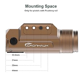 CRONHAWK Rechargeable Pistol Light, 700 Lumen Compact Rail Mounted Tactical Gun Flashlight fit for Picatinny MIL-STD-1913