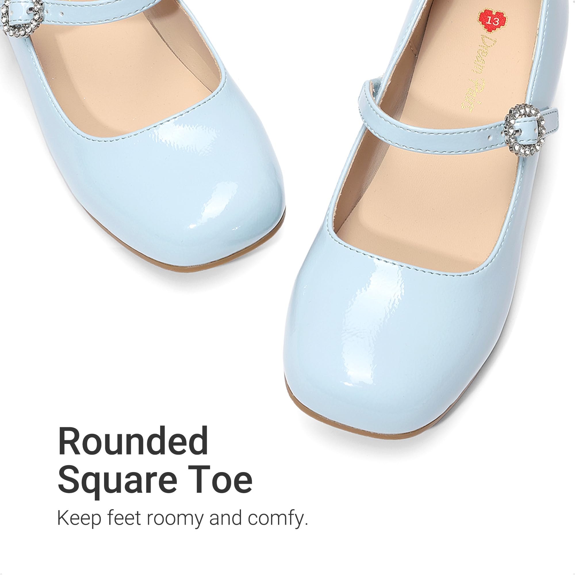 DREAM PAIRS Chaussures Fille Mary Jane Bout Carré Petit Talon Ballerines Confortables Soutien de Voûte Chaussures Habillées Soirée Mariage Princesse