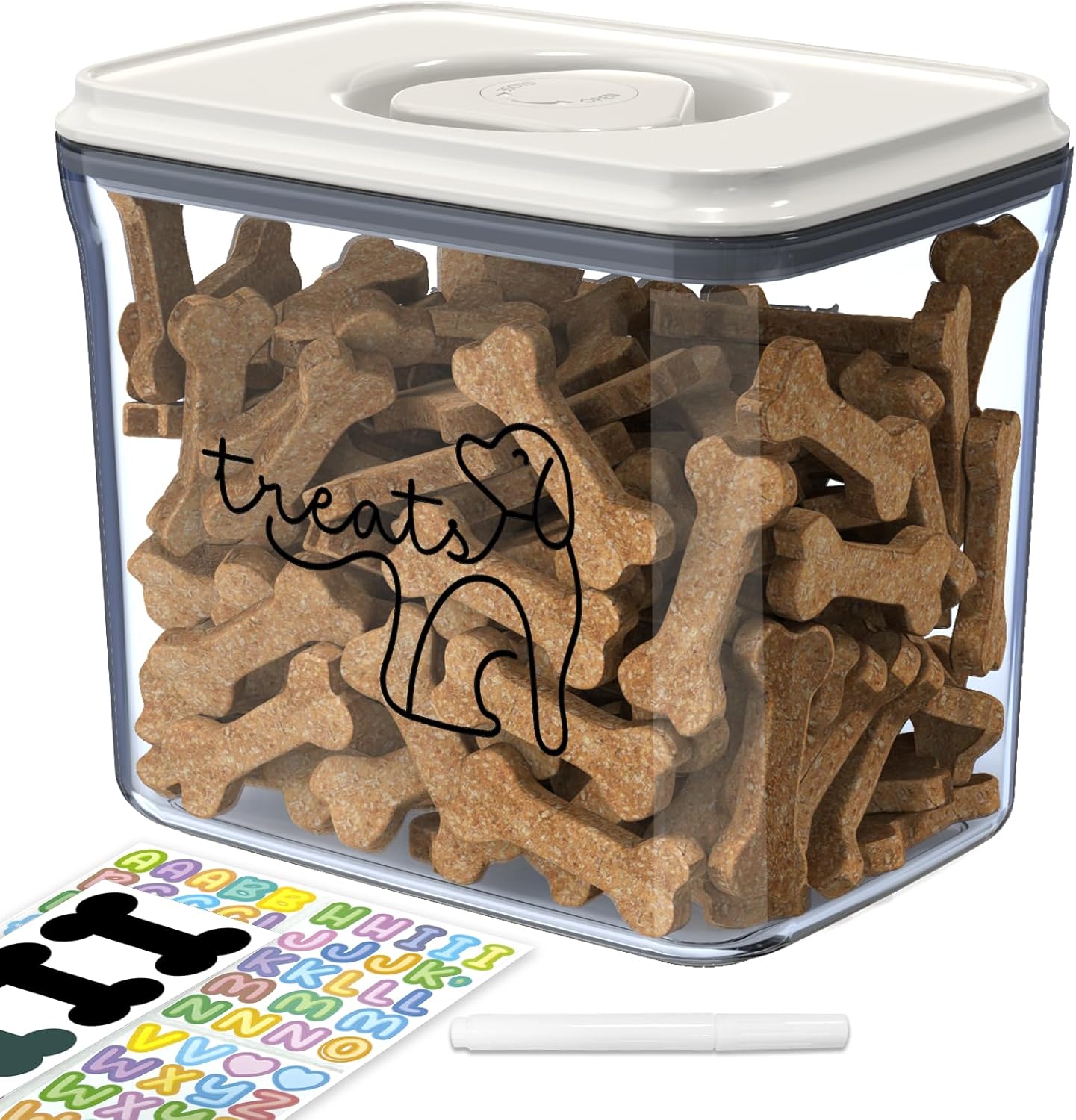 Somkaco Dog Treat Container Airtight Dog Treat Jar, Dog and Cat Food Storage