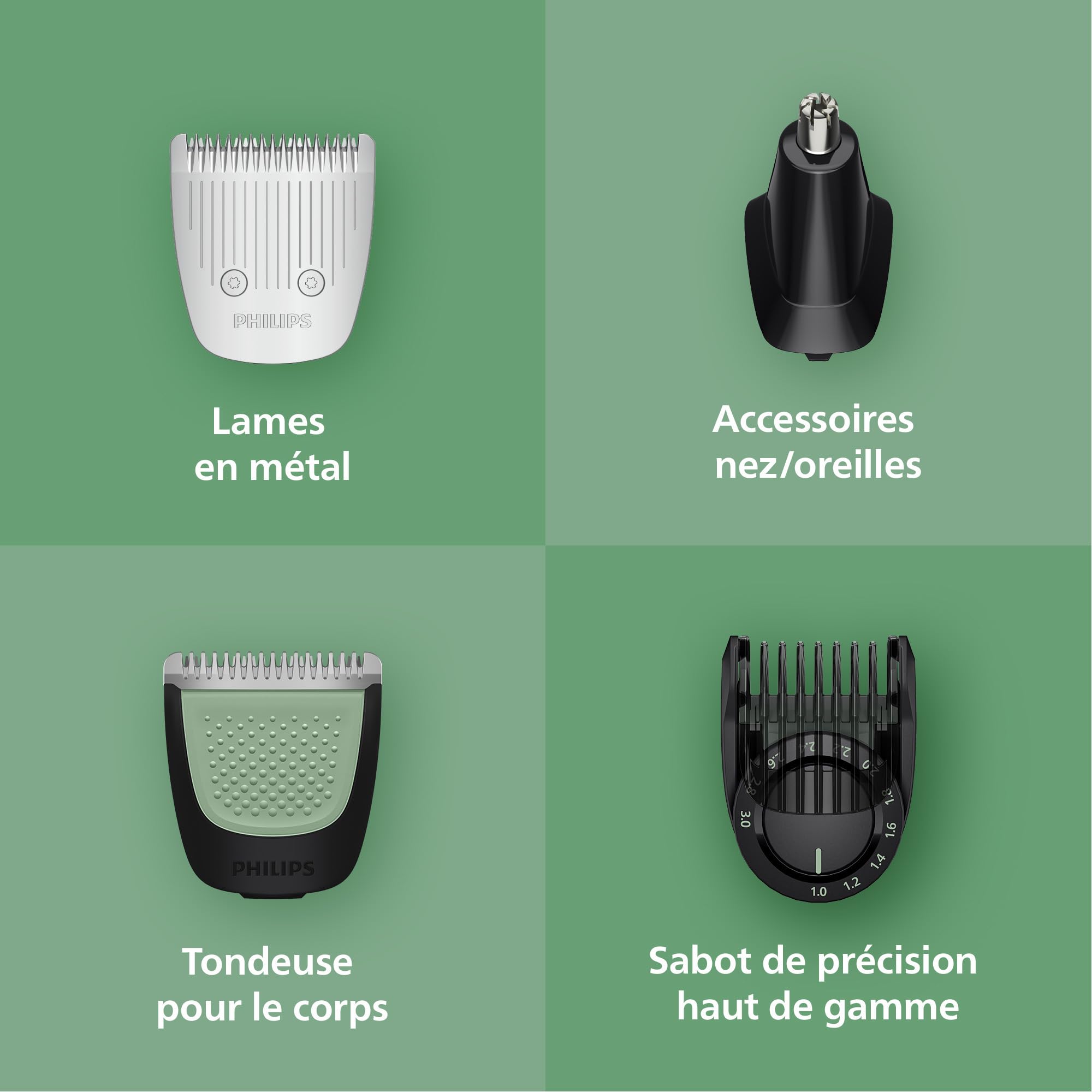 Philips Multigroom série 9000 Tondeuse tout-en-un 19 accessoires + rasoir OneBlade pour hommes – ensemble tondeuse/rasoir pour barbe, cheveux et corps, 27 hauteurs de coupe (0,2-20 mm), MG9556/15