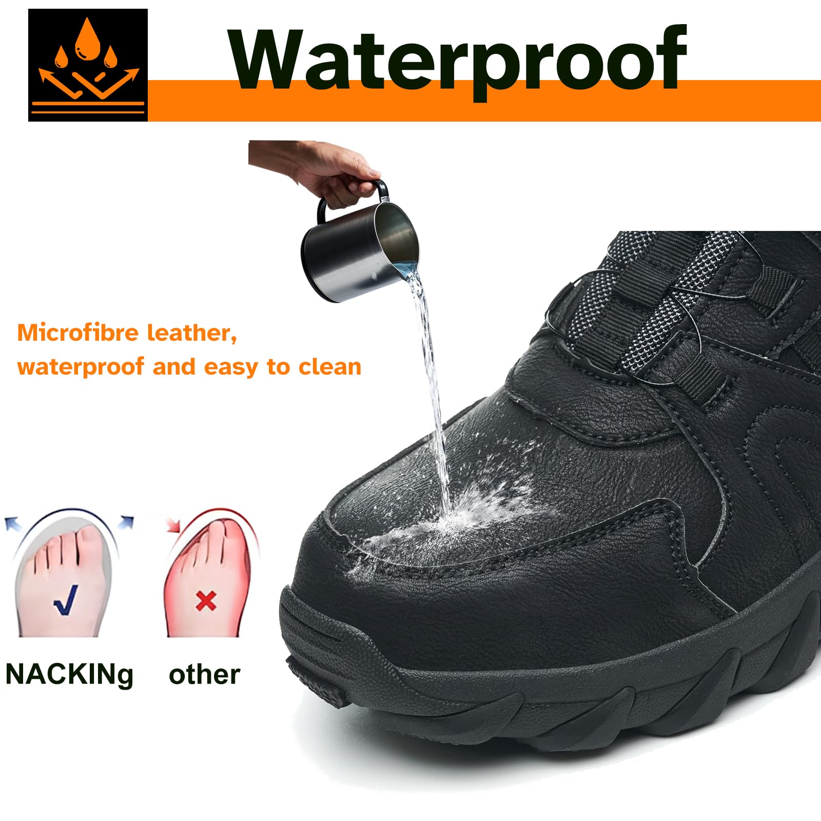 Zapatos de Seguridad Impermeable Botas de Seguridad para Hombre Mujer Impermeable Botas de Trabajo Punta de Acero Ligeras Zapatillas de Seguridad Antideslizantes