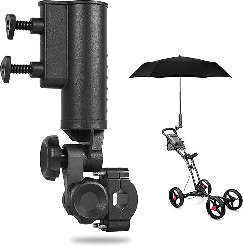 Soporte de paraguas de carrito de golf resistente con base de aluminio ajustable de 180 para cochecito, bicicleta, silla de ruedas, bicicleta, silla
