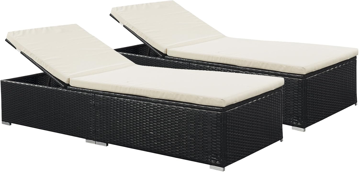 Outdoor Furniture Patio 2Pack Lounge Chairs Adjustable PE