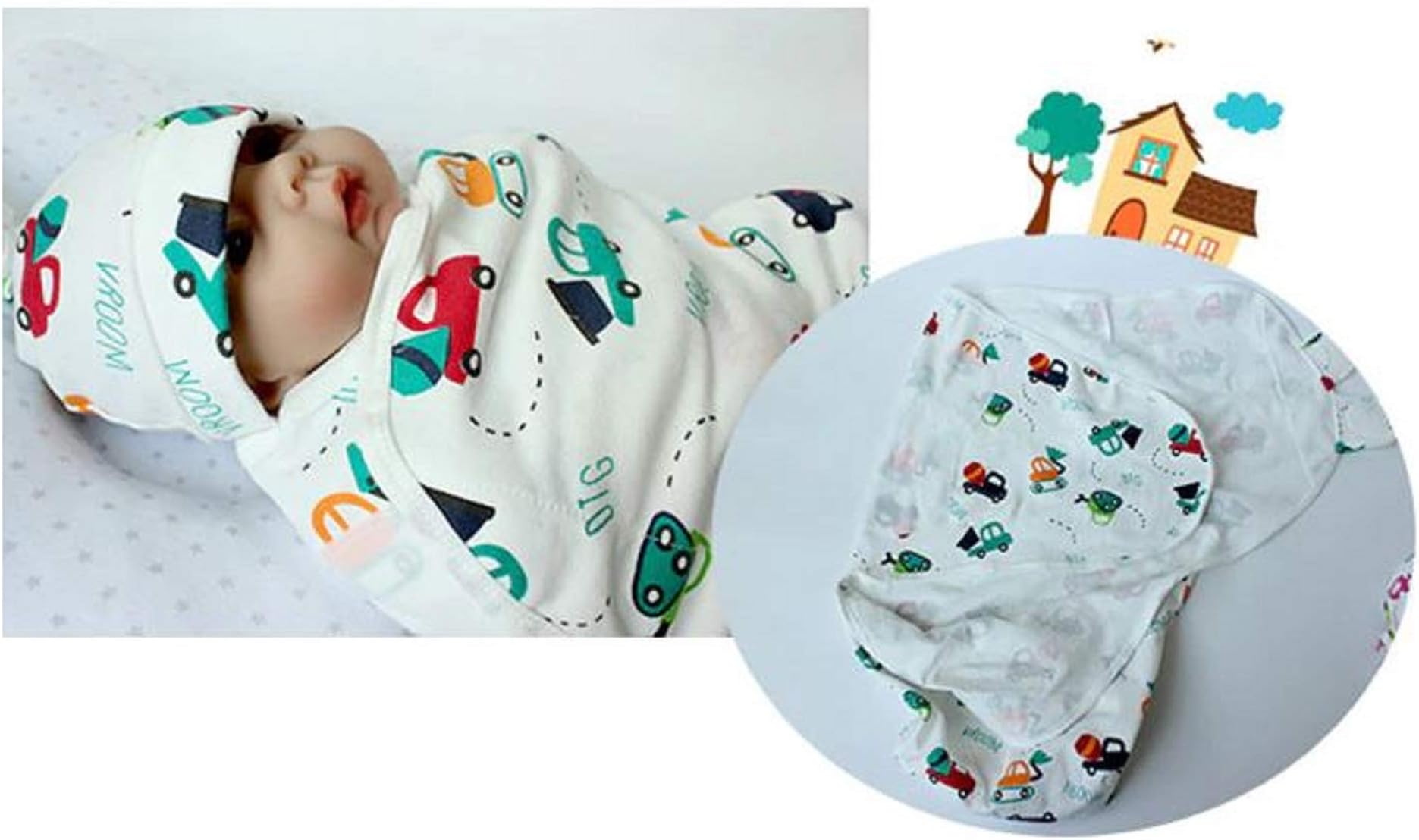 Newborn Baby's Pure Cotton Soft Rabbit Swaddlers/wrap/Sleeping Bag/Wrapper Envelope Adjustable (0-3 Months, Blue) (533.0mm L X 660.0mm W)