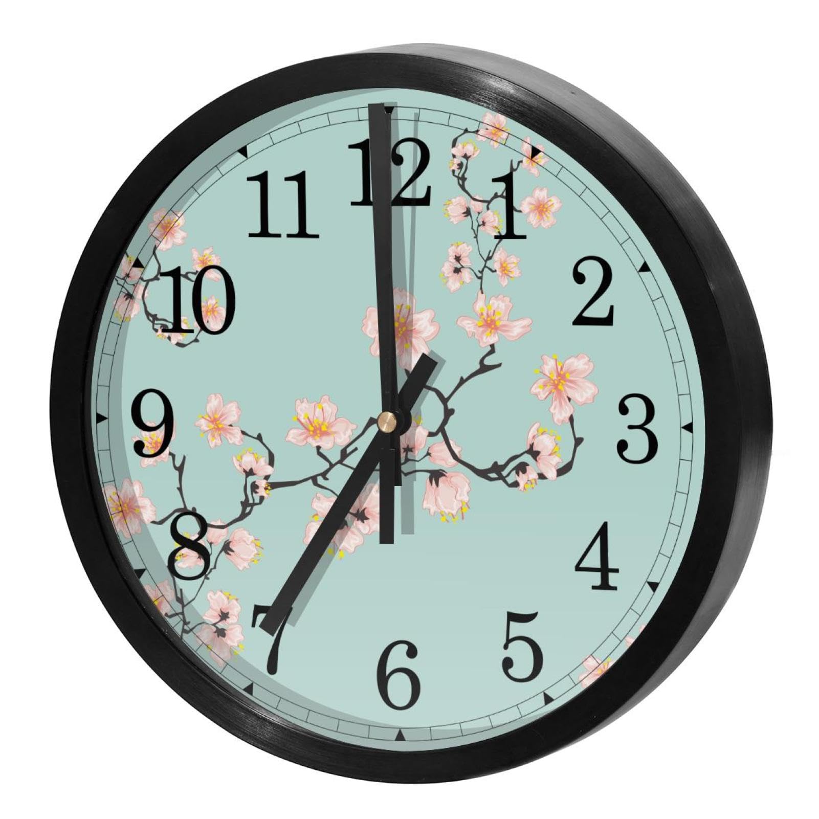 Horloge murale pour maison et cuisine au design zen de fleurs de cerisier