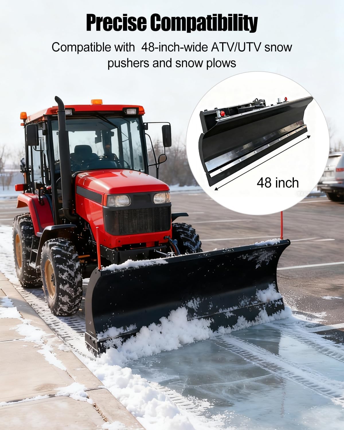 48 x 4 x 0.75 Inch Black Polyurethane Snow Plow Cutting Edge, Heavy Duty Replacement Blade Fits for ATV UTV Snow Pusher, Ideal for Driveways and Sidewalks
