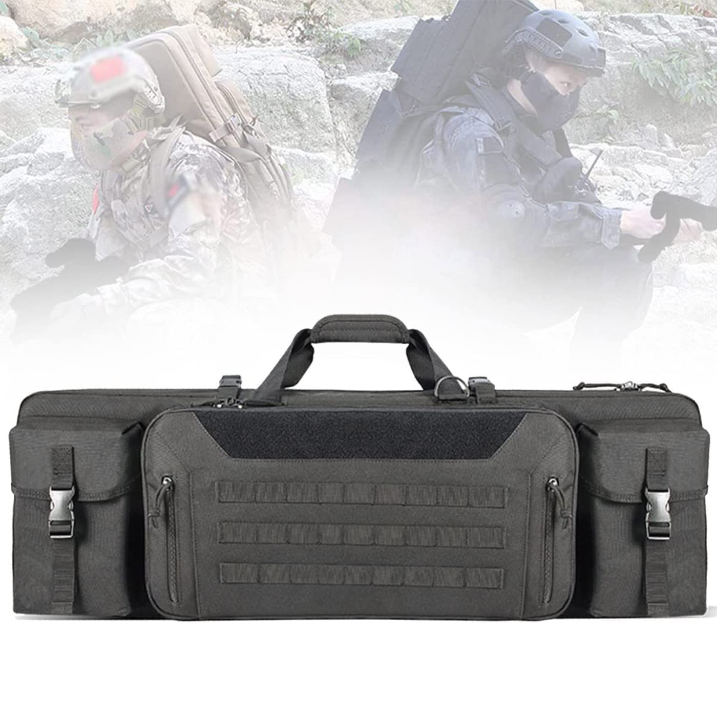 Borsa Tattica per Pistola da Esterno, Custodia Lunga per Fucile, Custodia Imbottita per Tiro Tattico da 36/42 Pollici, Borsa per Fucile ad Aria Compressa Zaino per Fucile con Tasche per Accessori,Ne