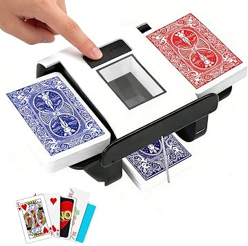 Gelabur Automatic Rechargeable Card Shuffler Machine for 1-2 Decks, Low Noise Dual Mode Electric Card shuffler for Texas Holdem, Blackjack, Skip-Bo, Phase 10