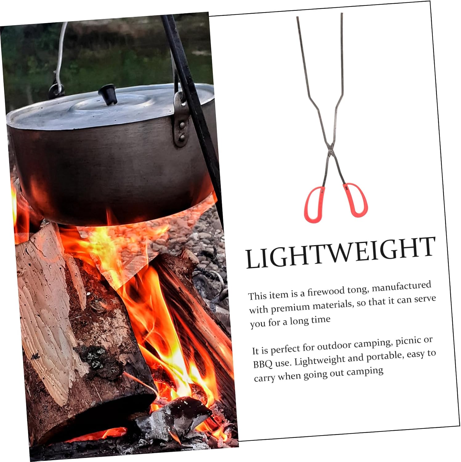Outdoor Charcoal Tong Heavy Duty Iron Ergonomic Handle
