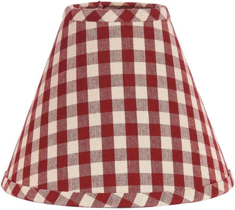 Home Collection by Raghu Heritage House Check Candle Clip Lampshade, 6-Inch, Barn Red/Nutmeg