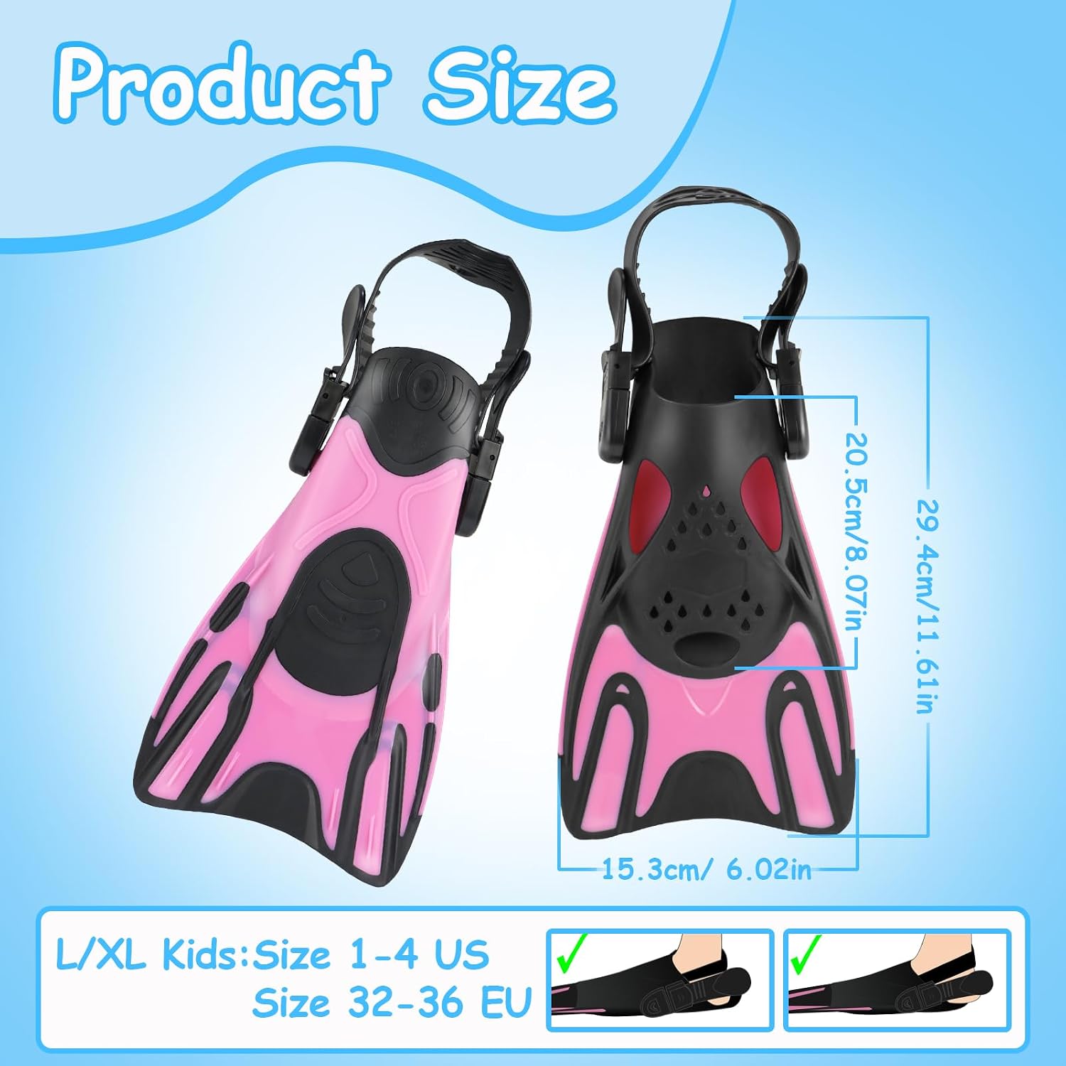 Snorkeling Gear for Kids, Mask Fins Snorkel Set for Kid Panoramic View Diving Mask Anti-Fog Anti-Leak Dry Top Snorkel and Dive Flippers with Travel Bag Snorkeling Packages for Kid