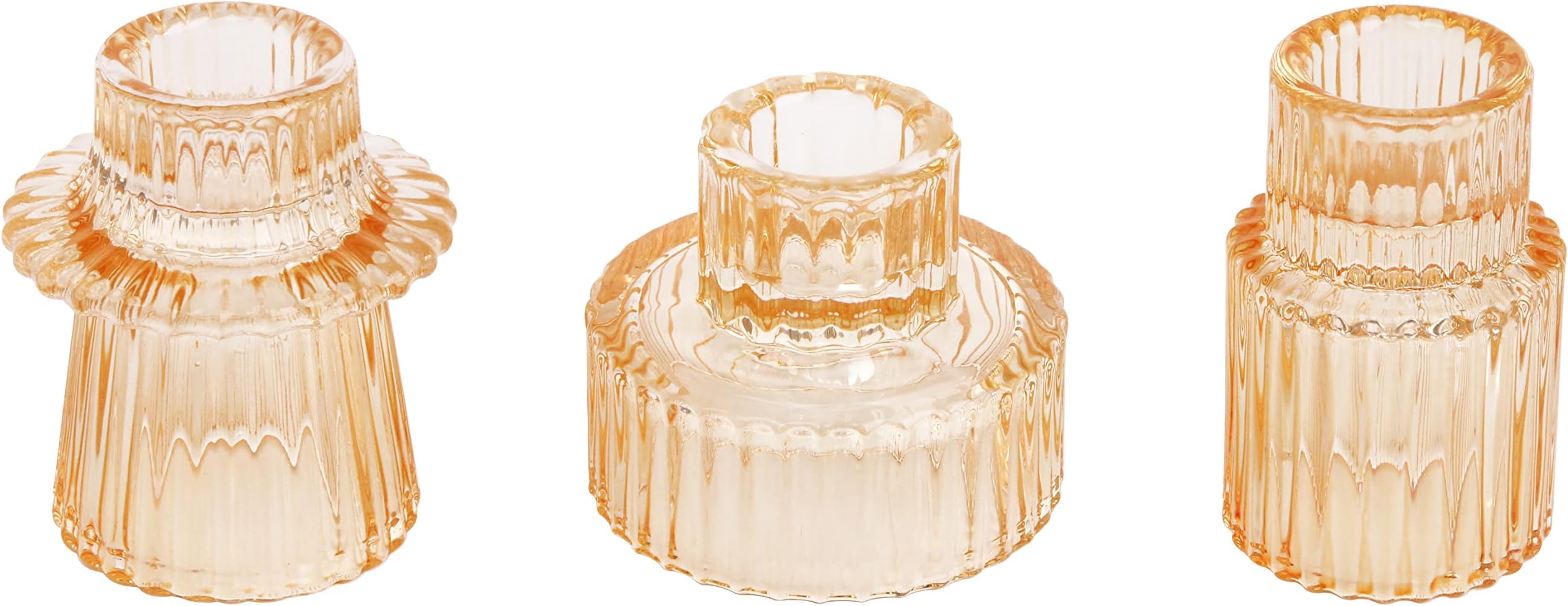 Vixdonos Set of 3 Glass Candlestick Holders