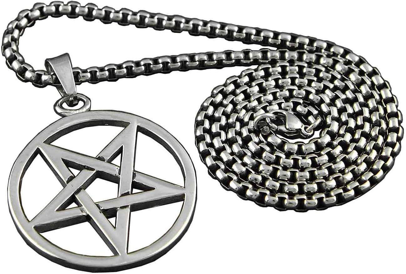 vogueteen Pagan Wicca Inverted Star Pentagram Pendant Men's 316L Stainless Steel Necklace - Image 2