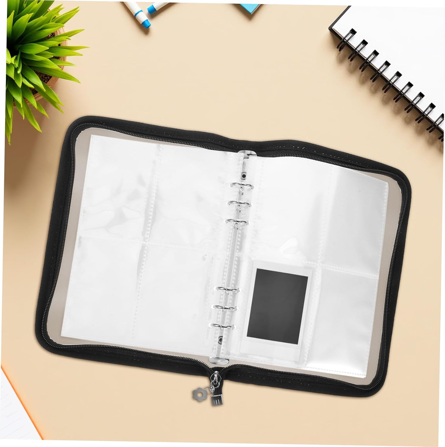 A5 Zipper Binder Photo Album with 6 Rings, Portable Organizer