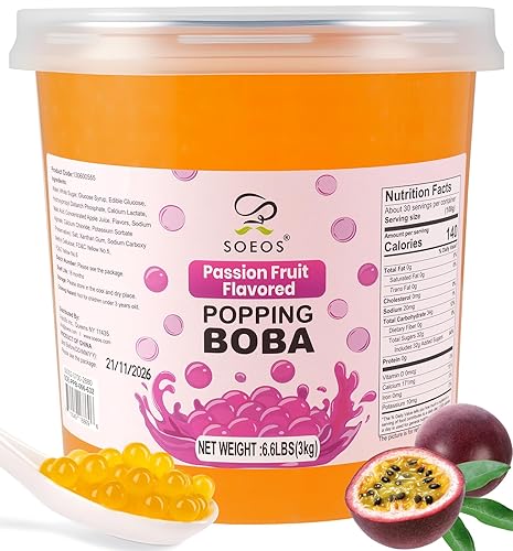 Passion Fruit Popping Boba, 6.6 lbs, Bursting Boba Pearls for
