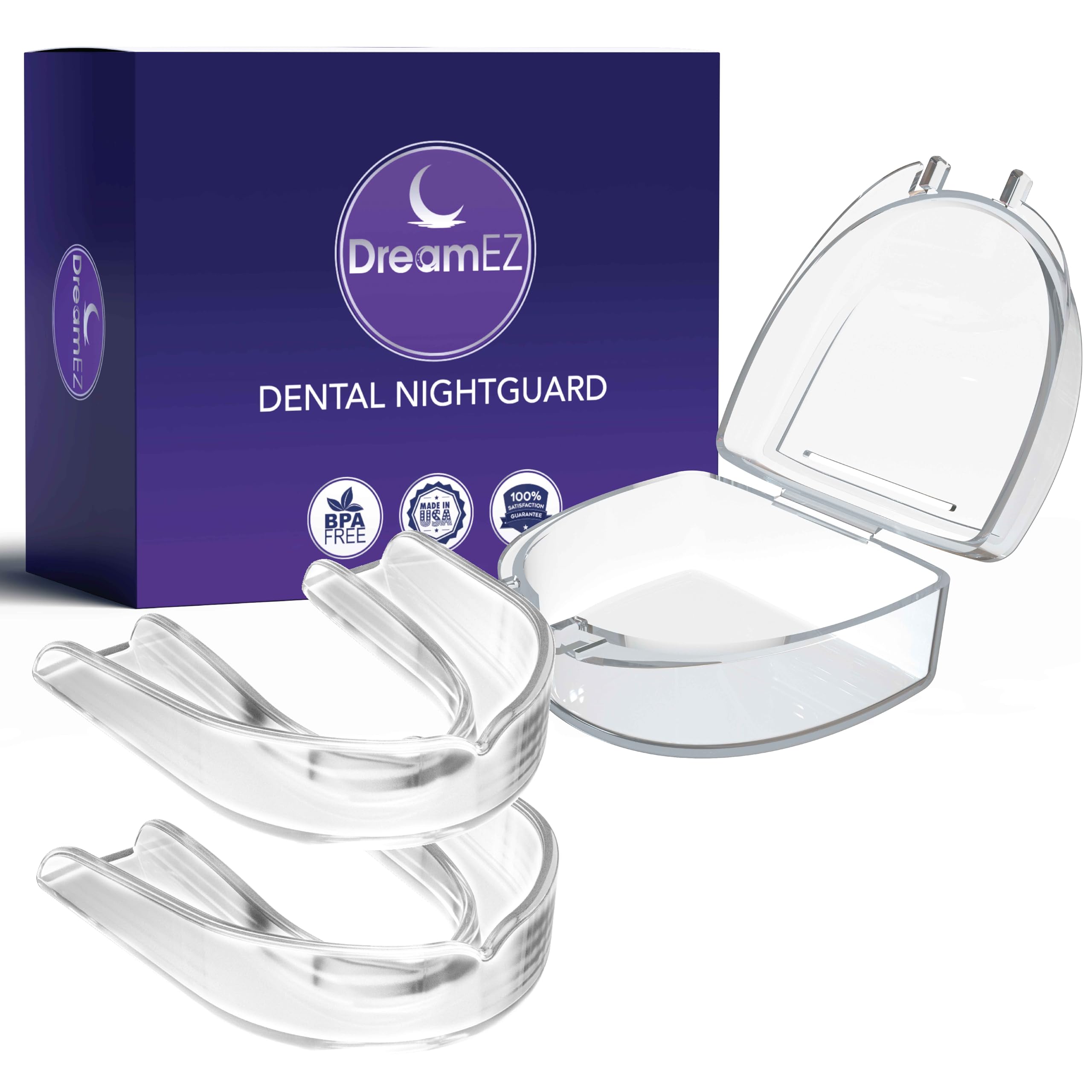DreamEZ Anti Grinding Mouth Guard for Clenching Teeth at Night, Professional Dental Night Guard for Grinding and Bruxing, Made in The USA (2-Pack)