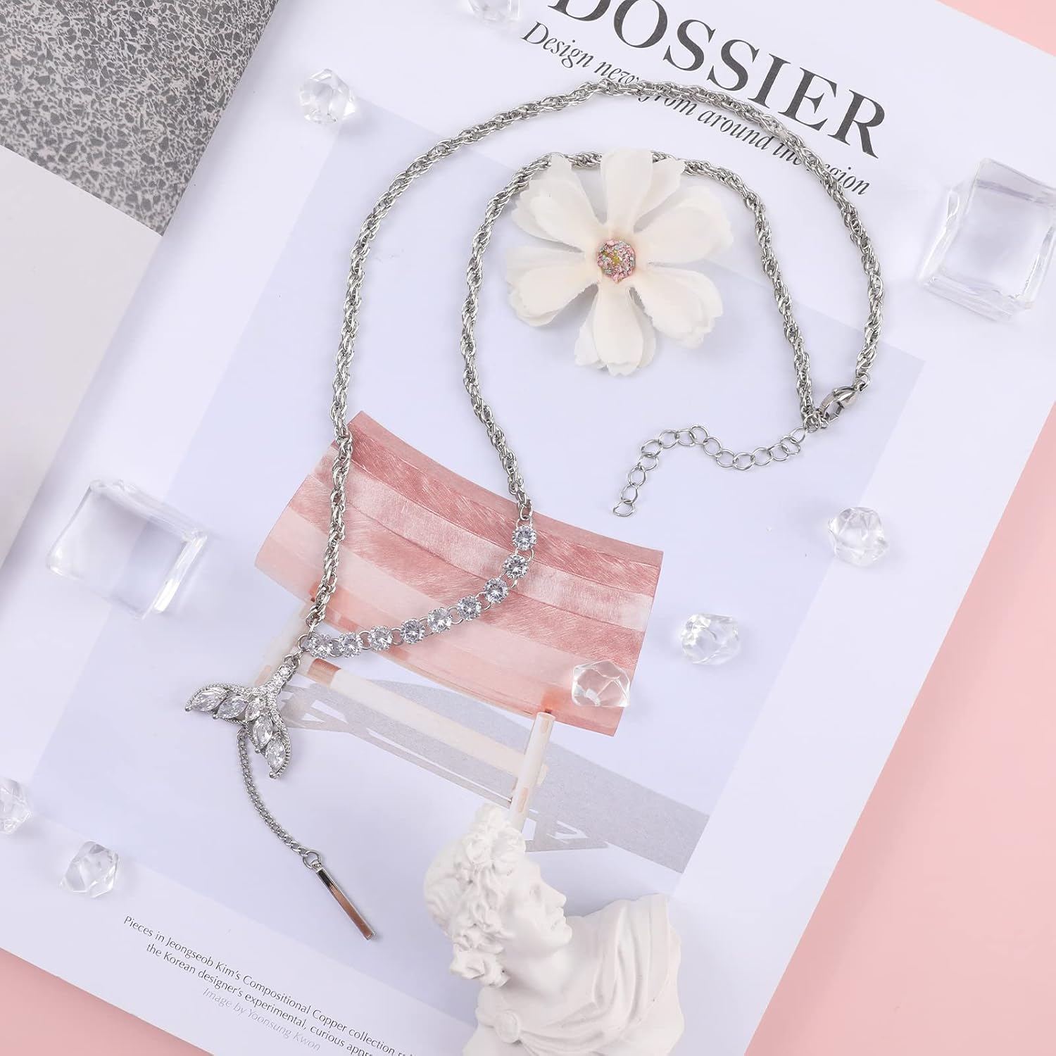 Miniatura 3 de IDEAJOY Collar de sirena de plata de ley para mujeres y niñas, colgante de cola de sirena, collar de cadena colgante de delfín, pez de ballena, dije