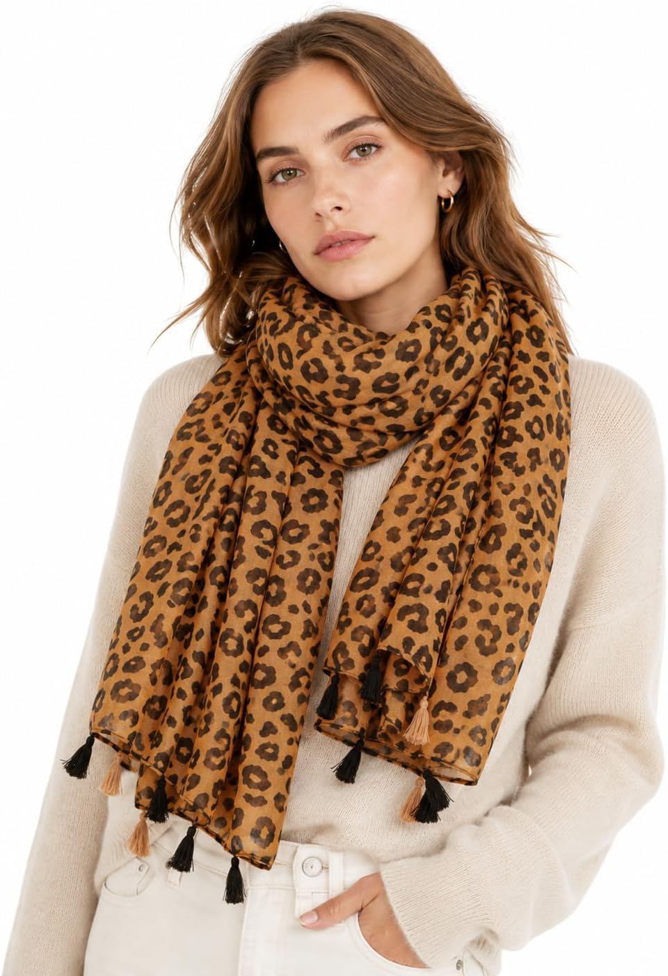Large Boho Scarf for Women Lightweight Floral Printed Scarves Fall Winter Fashion Fringed Shawl wraps