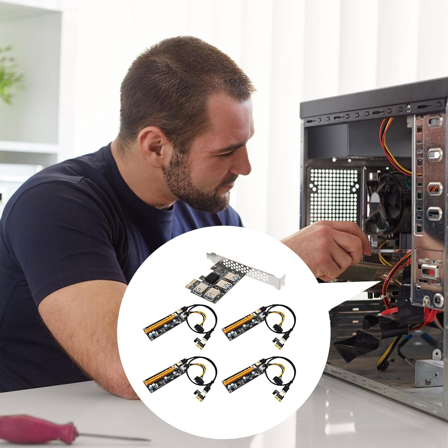 Pci-e Extender 4-Port ABS Plug-in Board for Stable Expansion