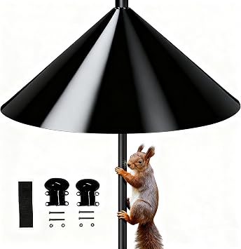 Squirrel Baffle for Bird Feeder Pole - 19 Inch for Shepherds Hook, Squirrel Proof Cone 1 Pack, Black