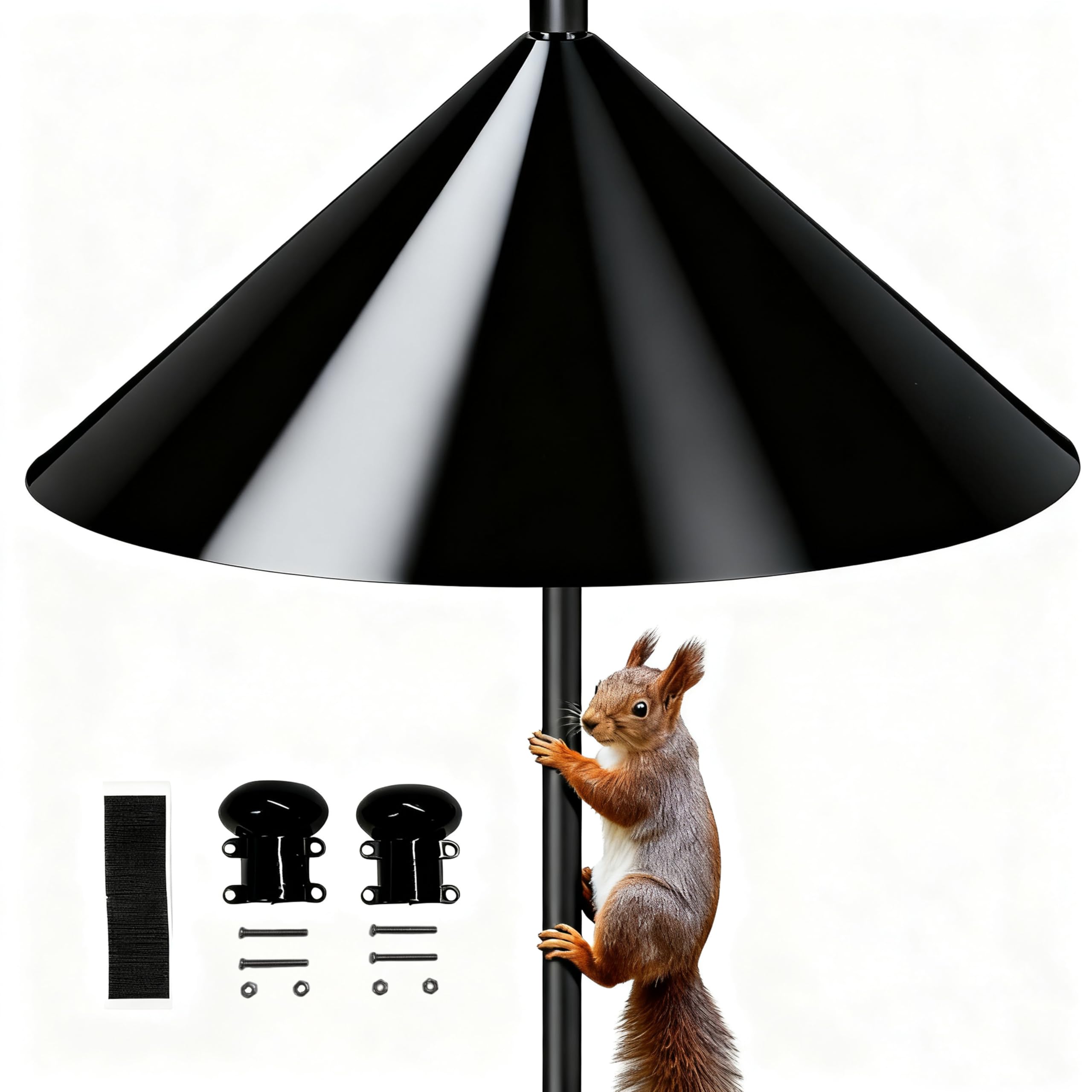 Photo 1 of Squirrel Baffle for Bird Feeder Pole - 19 Inch for Shepherd’s Hook, Squirrel Proof Cone (1 Pack, Black)