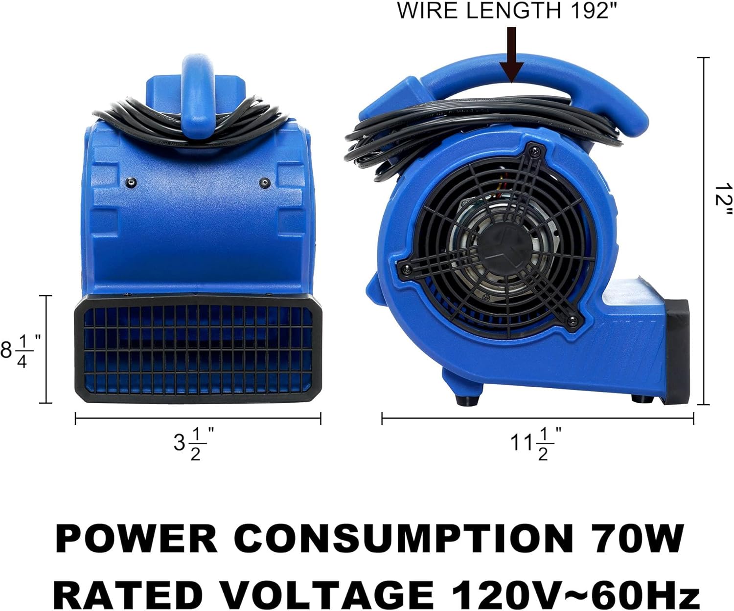 Floor Blower Fan Simple Deluxe Air Move Mini Blue 12 Inch for Water Damage