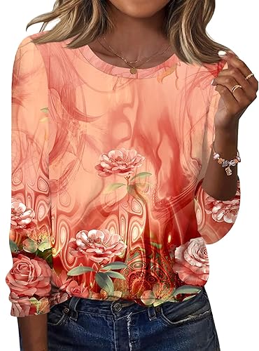TCOT Women Long Sleeve Crew Neck Tee Tops Trendy Casual