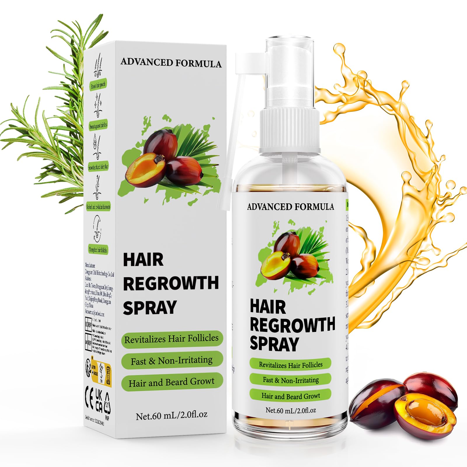 Ballphl Hair Growth Spray Haarwachstum Beschleunigen Rosmarinöl Haare Serum,Erblichem Beugt Haarausfall Vor-Batana Öl&Rizinusöl,Biotin Haare Pflege gegen Haarausfall Frau,&Bartwuchsmittel Männer 60ml