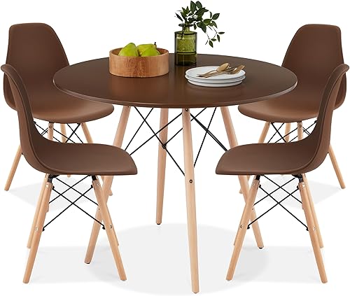 Miniatura 1 de Best Choice Products Juego de comedor de 5 piezas, moderno y compacto de mediados de siglo para el hogar, apartamento con 4 sillas, asientos de