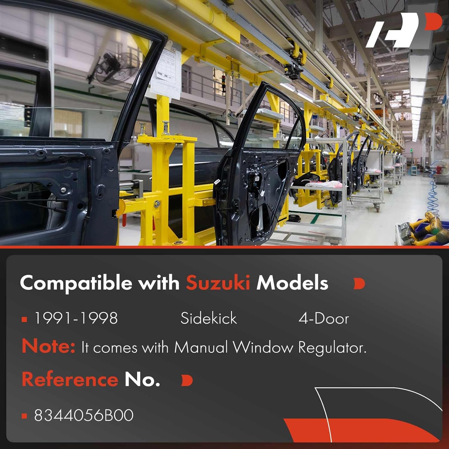 A-Premium Manual Window Regulator Rear Driver Side Compatible with Suzuki Sidekick 1991-1998, 4-Door