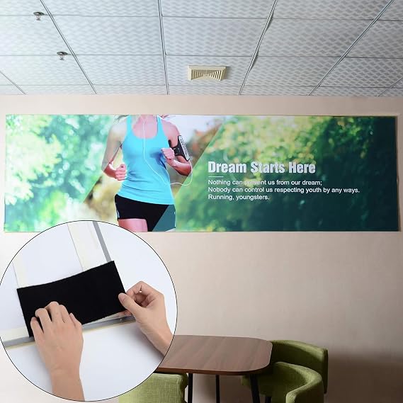 BRAVESHINE 4x8Inch Self Adhesive Hook and Loop Tape Keep Couch Cushion from Sliding - 4 Set Stick Backing Picture Wall Hanging Strips - Heavy Fasten Mounting Tape for Home Office Indoor Outdoor Use