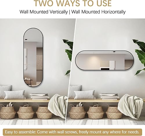 Miniatura 5 de Niccy Espejos ovalados de longitud completa de 65 x 22 pulgadas, espejo largo de pared con marco de aluminio, espejos de cuerpo grande para sala de