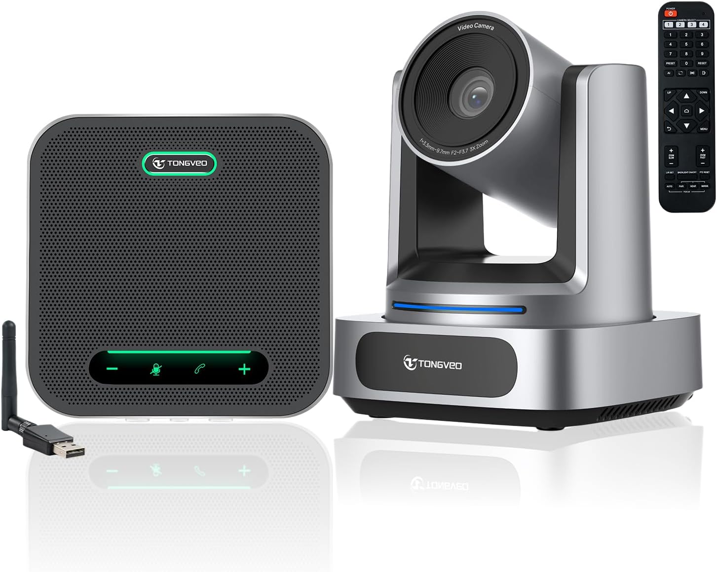 4K Conference Room Camera System, AI Auto-Tracking 4K PTZ Camera 3x Optical Zoom 92° Wide-Angle and Bluetooth Speakerphone 16.4FT Voice Pickup for Conferencing Worship Church Education Medical