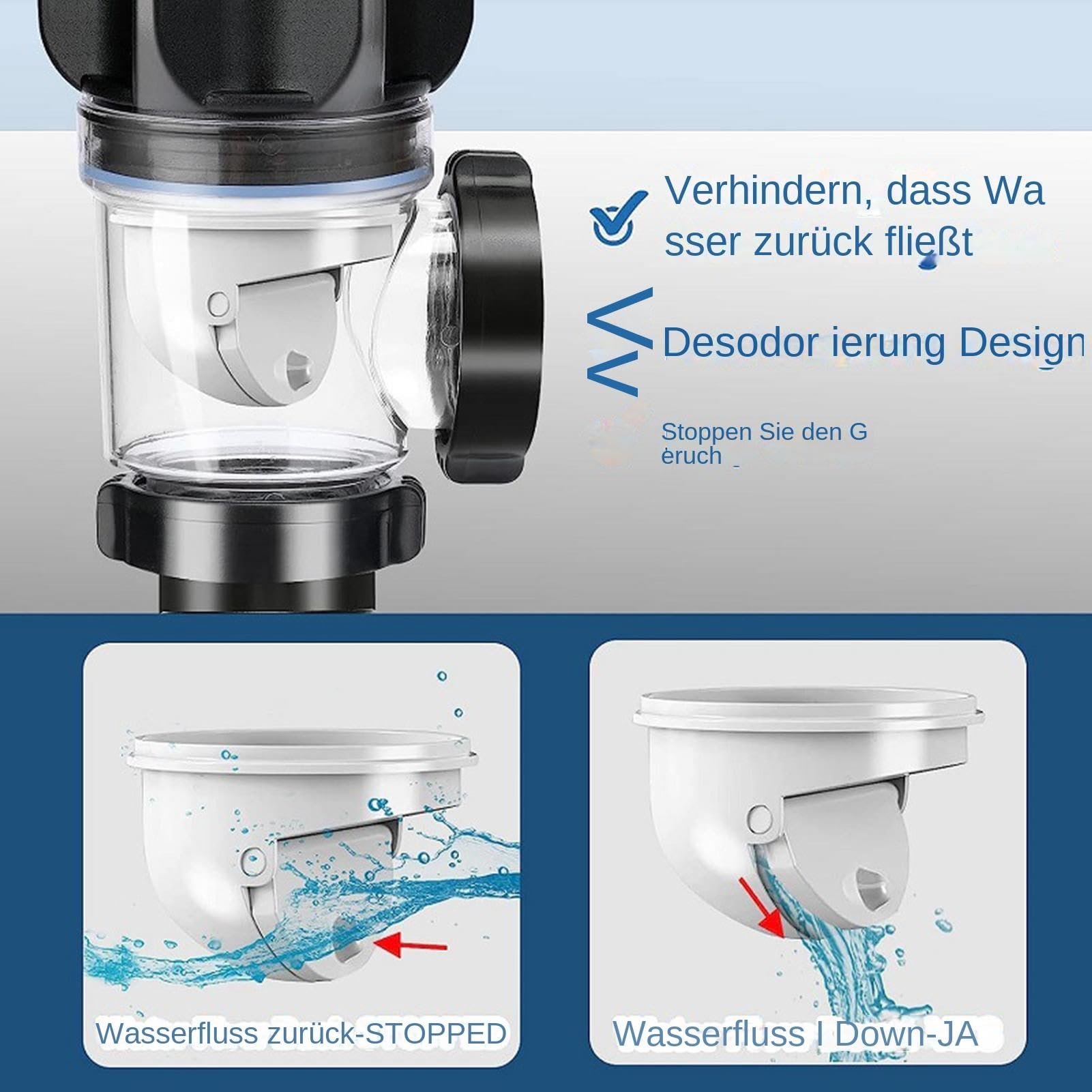 Kit Scarico Lavandino Flessibile Pop-Up - Sifone Inodore, Lunghezza 300-1000mm, Per Fori 32-40mm, Con Filtro