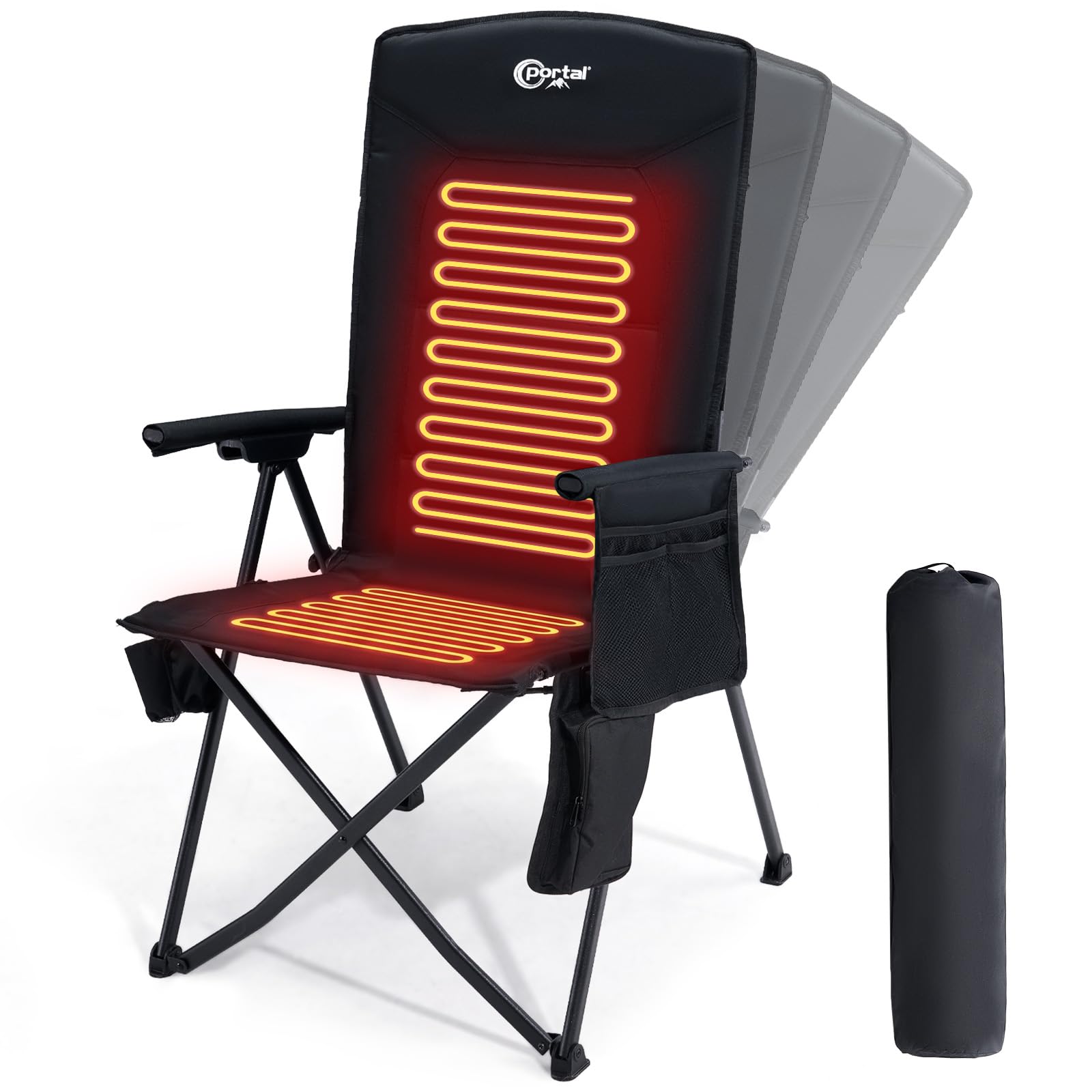 Portal Heated Camping Chairs for Adults Reclining Folding 160KG High Back — image 1