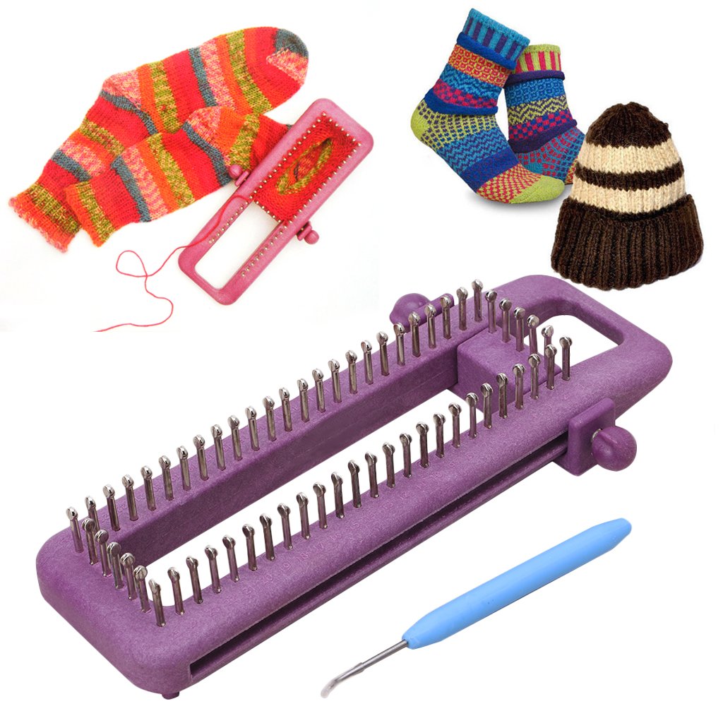 lailongp Express Knitting Machine, Adjustable Sock Loom Kit, Socks Scarf Hat DIY Hand Craft Tool