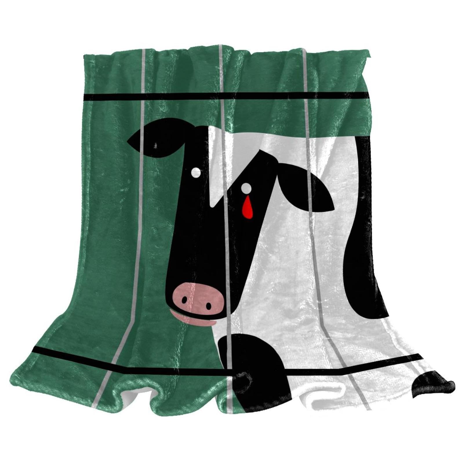Couverture polaire vache 150x100cm jeté de canapé en microfibre chaude et douce