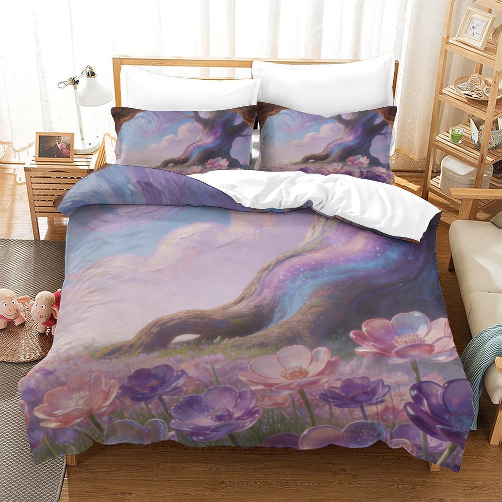 Parure de Lit Licorne Conte de Fées 220x240 Idée Cadeau Anniversaire