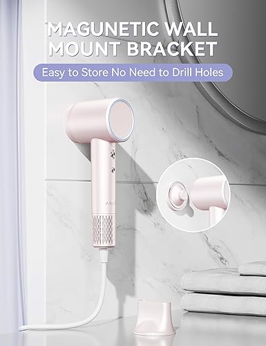 Miniatura 6 de ANLAN - Secador de pelo iónico negativo, secado rápido de 1300 W, 120,000 rpm, profesional de alta velocidad, secador de pelo de bajo ruido para el