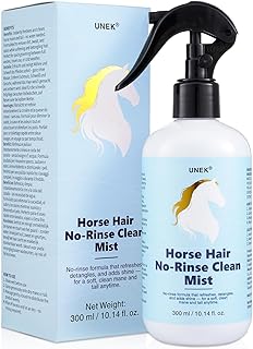 Spray Nettoyant Sans Rinçage pour Crinière & Queue de Cheval – Formule Spray pour Toilettage Rapide, Démêlant, Adoucissant & Brillant, Nettoie les Poils sans Eau, 300ml